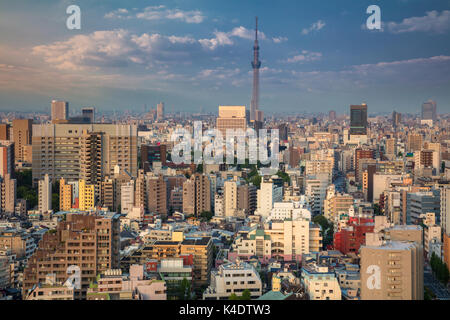 Tokyo. cityscape immagine di Tokyo durante il tramonto in Giappone. Foto Stock