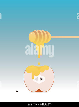 Rosh hashanah jewish nuovo anno di vacanza poster banner piatto design minimalista Foto Stock