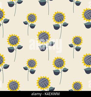 Impianto di semi di girasole cartoon seamless pattern. Illustrazione Vettoriale