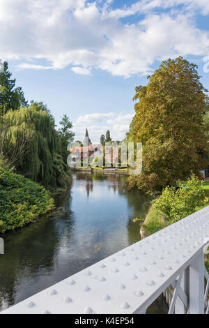 Vista dal ponte sul fiume Tamigi, Whitchurch-on-Thames, Oxfordshire, England, Regno Unito Foto Stock