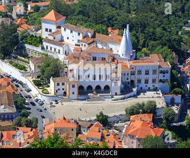 Sintra National Palace in Portogallo, vista aerea Foto Stock