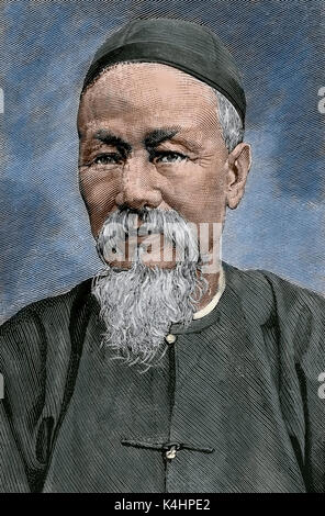 Chen Lanbin (1816-1895). Primo Ministro cinese per gli Stati Uniti durante la Dinastia Qing. Ritratto. Incisione di Capuz. 'La Ilustracion Española y Americana ", 1879. Colorati. Foto Stock