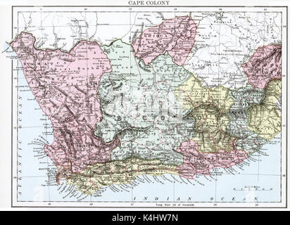 Mappa Antico, circa 1875, di Cape Colony Foto Stock