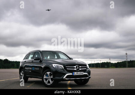 Minsk, Bielorussia - 26 agosto 2017: vista posteriore di Mercedes-Benz GLC 350 e ibridi plug-in close up. Foto Stock