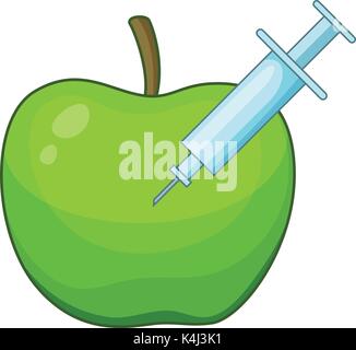 Iniettare Apple icona di stile cartone animato Illustrazione Vettoriale