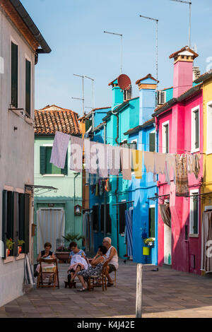Il merletto sull isola di Burano nel venie ,Italia Foto Stock