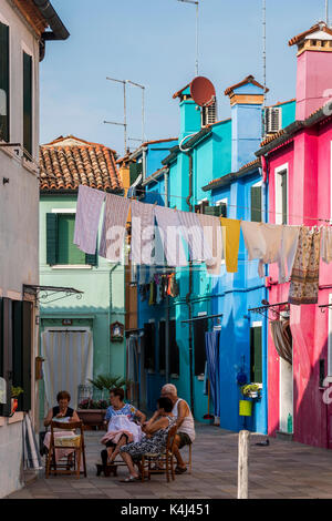 Il merletto sull isola di Burano nel venie ,Italia Foto Stock