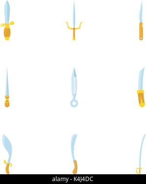 Gettare le armi set di icone, stile cartoon Illustrazione Vettoriale