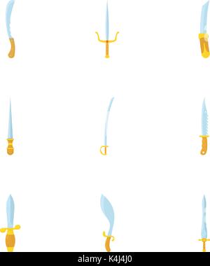 Armi medievali set di icone, stile cartoon Illustrazione Vettoriale