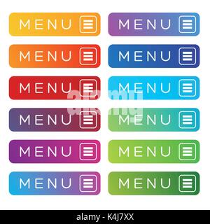 Menu pulsante web icon set Illustrazione Vettoriale