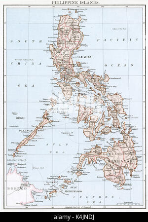 Mappa Antico, circa 1875, delle Isole Filippine Foto Stock