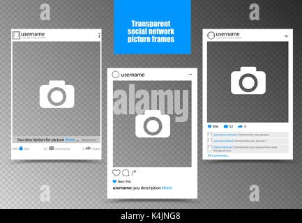 White photo frame per il social network immagine con sfondo trasparente. Isolato illustrazione vettoriale Illustrazione Vettoriale
