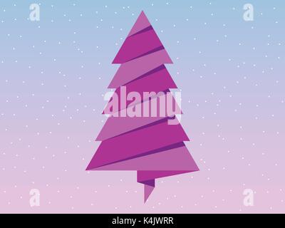 Carta albero di Natale. Quarzo rosa e la serenità del colore di sfondo. Illustrazione Vettoriale. Illustrazione Vettoriale