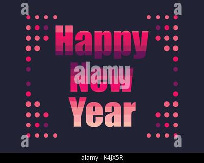 Felice anno nuovo negli anni ottanta in stile retrò. Testo in stile futuristico, neon. Illustrazione Vettoriale. Illustrazione Vettoriale