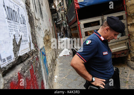 Napoli, Italia. 6 Settembre, 2017. Due omicidi di camorra a Napoli, le vittime Edoardo Amoruso cognato di Giuliano fratelli, ex boss della forcella è Salvatore Dragonetti Credit: Indipendente Photo Agency Srl/Alamy Live News Foto Stock