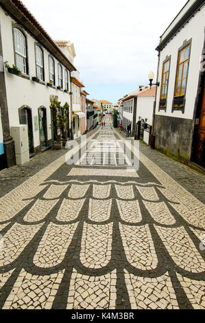 Calçada portuguesa di Praia da Vitória. Terceira, Azzorre. Portogallo Foto Stock