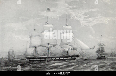 Il pacchetto clipper ship (windjammer) YORKSHIRE - costruito al Web e il cantiere di Allen - parte della palla nera riga dopo il 1836 Foto Stock
