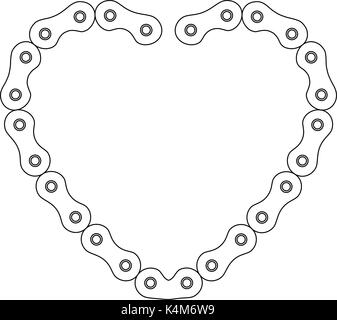 Cuore con la catena della bicicletta illustrazione vettoriale design Illustrazione Vettoriale