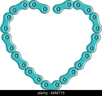 Cuore con la catena di bicicletta Illustrazione Vettoriale