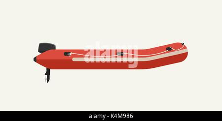 Barca gonfiabile in stile appartamento. Il motoscafo su sfondo bianco. Illustrazione Vettoriale