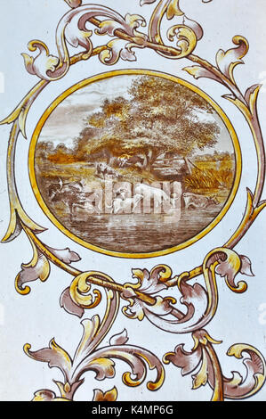 Victorian vetrata a nord hotel euston, fleetwood, lancs, Regno Unito, mostra rurale scena Foto Stock