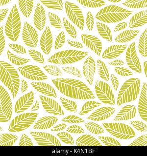 Modello senza giunture di foglie handdrawn Illustrazione Vettoriale
