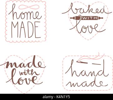 Raccolta di quattro carino disegnato a mano le etichette o tag per il vostro progetto Illustrazione Vettoriale