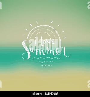 Scritte a mano della citazione io amo l'estate. Illustrazione Vettoriale