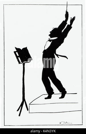 WAGNER, Richard - conducendo in forma di silhouette. La caricatura da Willi Bithorn. Compositore tedesco & autore, 22 maggio 1813 - 13 febbraio 1883. Foto Stock