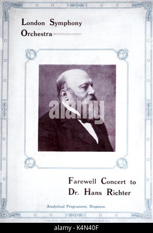 RICHTER, Hans - Concerto di arrivederci il 10 aprile 1911 presso la Queen's Hall / Queens Hall con la London Symphony Orchestra. Coperchio del programma. Conduttore di tedesco, 1843-1916 Foto Stock