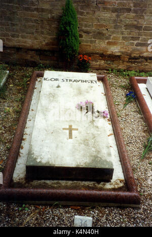 STRAVINSKY, Igor - tomba nel cimitero di Venezia il compositore russo, 1882-1971 Foto Stock