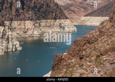 Il lago Mead visto dalla Diga di Boulder, Arizona lato Foto Stock