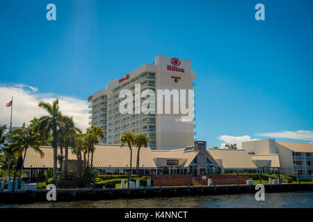 Fort Lauderdale, Stati Uniti d'America - Luglio 11, 2017: grande e bella costruzione di hotel hilton nella città di Fort Lauderdale, Florida Foto Stock