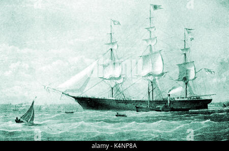 Il clipper ship (windjammer) JAMES BAINES che servita nel servizio australiano e in seguito è stato utilizzato come una nave di truppa. Foto Stock