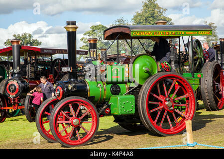 Vintage con trazione a vapore il motore e rullo di vapore al rally Astle park Chelford nel Cheshire Foto Stock