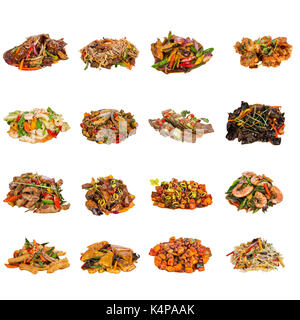 Impostare un diverso piatti asiatici nel ristorante. isolato su bianco backrgound Foto Stock