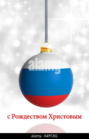 Buon Natale da russia. palla di Natale con bandiera Foto Stock