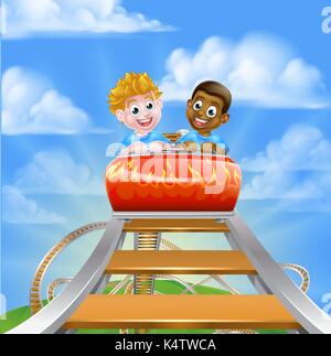 Roller Coaster Kids Illustrazione Vettoriale