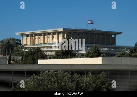 Vista della Knesset unicamerale il legislatore nazionale di Israele, trova in Kiryat HaLeom noto anche come Kiryat HaUma che era tradizionalmente considerato la parte settentrionale del Givat Ram quartiere. Gerusalemme ovest. Israele Foto Stock