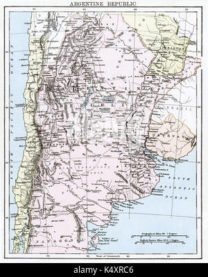 Mappa Antico, circa 1875, Argentina (Repubblica Argentina) Foto Stock
