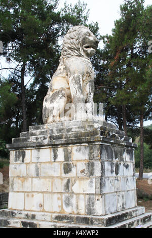 Leone di Amphipolis. Un monumento funerario del IV secolo a.C. allestito in onore dell'ammiraglio Laomedon di Lebos, un compagno devoto di Alessandro Magno Foto Stock