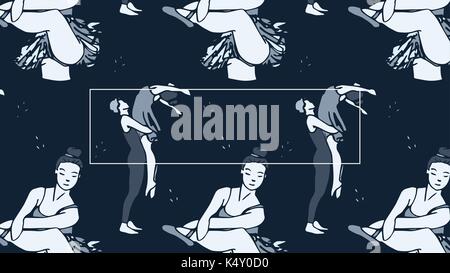 Immagine vettoriale di coppia e ballerina danzanti Illustrazione Vettoriale