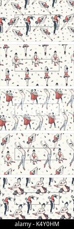 Set di icone di ballerini di balletto Illustrazione Vettoriale