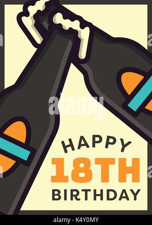 Buon compleanno 18 anni biglietto d'auguri Illustrazione Vettoriale