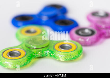 Close up agitano: filatori su sfondo bianco Foto Stock