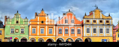 Case tradizionali sulla piazza principale di telc, Repubblica ceca Foto Stock