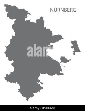 La città di Norimberga grigio mappa illustrazione forma silhouette Illustrazione Vettoriale