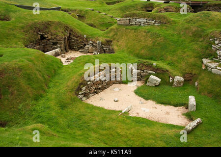 Europa, Regno Unito, Scozia, isole Orcadi, Sandwick, Skara Brae (Skerrabra, villaggio neolitico, 3200BC) Foto Stock