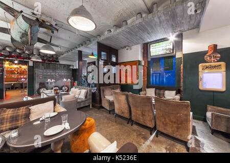 Interior retrò ristorante 'kamchatka' in Unione sovietica stile. Foto Stock