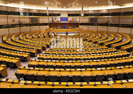 Emiciclo del Parlamento europeo a Bruxelles in Belgio. Foto Stock